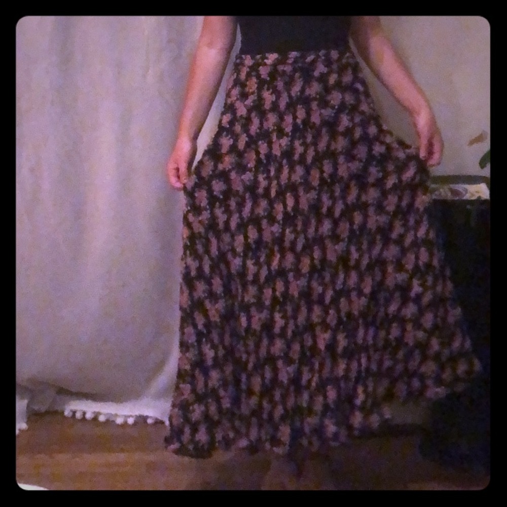 Vintage reversible long floral skirt.